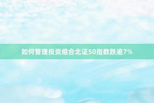 如何管理投资组合北证50指数跌逾7%