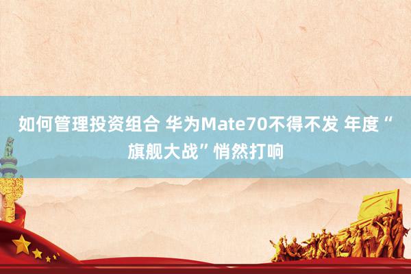 如何管理投资组合 华为Mate70不得不发 年度“旗舰大战”悄然打响