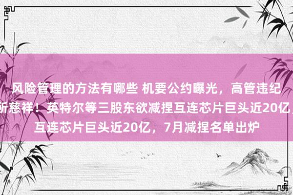 风险管理的方法有哪些 机要公约曝光，高管违纪高位减捏，引往复所慈祥！英特尔等三股东欲减捏互连芯片巨头近20亿，7月减捏名单出炉