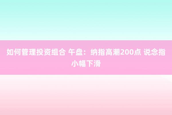 如何管理投资组合 午盘：纳指高潮200点 说念指小幅下滑