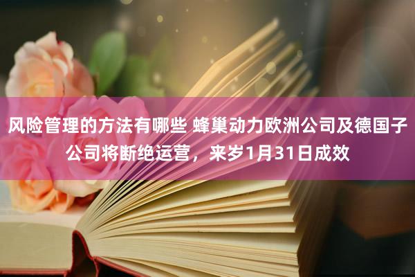 风险管理的方法有哪些 蜂巢动力欧洲公司及德国子公司将断绝运营，来岁1月31日成效