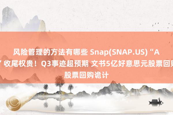 风险管理的方法有哪些 Snap(SNAP.US)“AI+AR”收尾权贵！Q3事迹超预期 文书5亿好意思元股票回购诡计