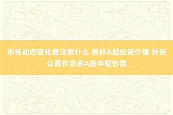 市场动态变化要注意什么 看好A股投资价值 外资公募作念多A股中枢钞票