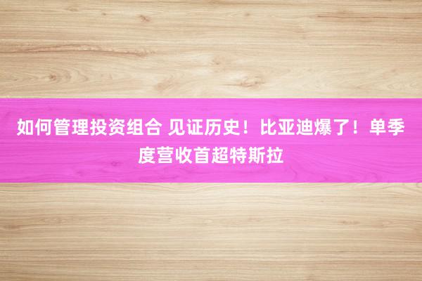 如何管理投资组合 见证历史！比亚迪爆了！单季度营收首超特斯拉