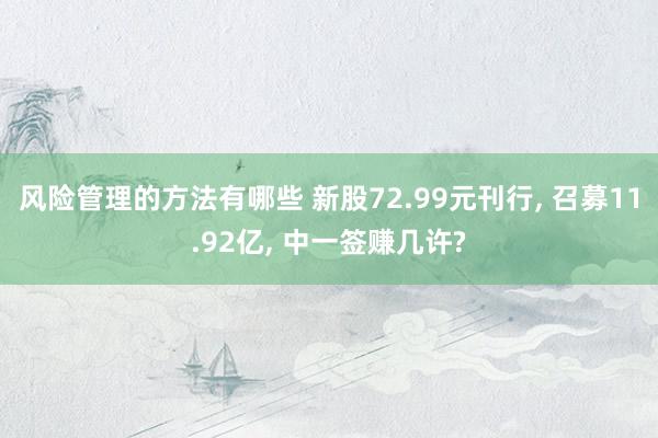 风险管理的方法有哪些 新股72.99元刊行, 召募11.92亿, 中一签赚几许?