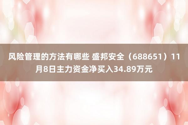 风险管理的方法有哪些 盛邦安全（688651）11月8日主力资金净买入34.89万元