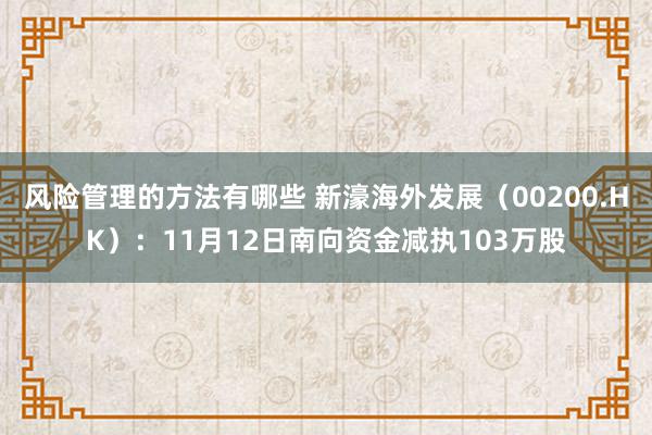 风险管理的方法有哪些 新濠海外发展（00200.HK）：11月12日南向资金减执103万股