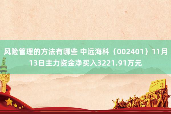 风险管理的方法有哪些 中远海科（002401）11月13日主力资金净买入3221.91万元