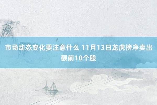 市场动态变化要注意什么 11月13日龙虎榜净卖出额前10个股