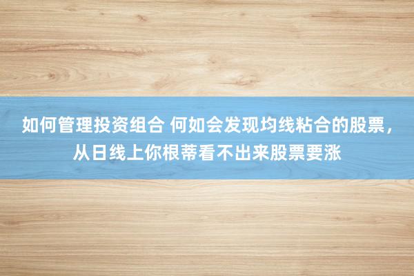 如何管理投资组合 何如会发现均线粘合的股票，从日线上你根蒂看不出来股票要涨