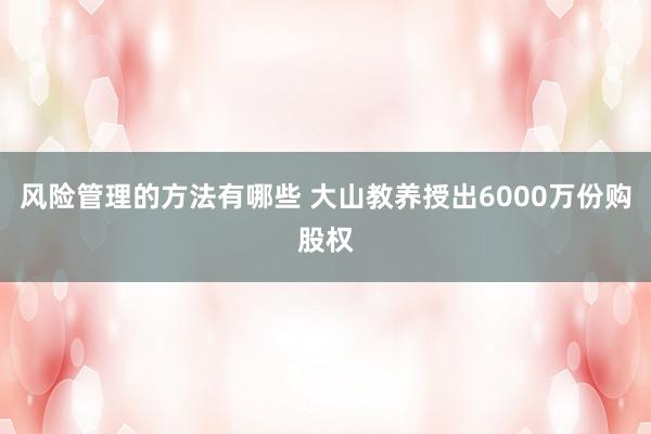 风险管理的方法有哪些 大山教养授出6000万份购股权