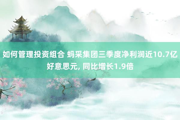 如何管理投资组合 蚂采集团三季度净利润近10.7亿好意思元, 同比增长1.9倍