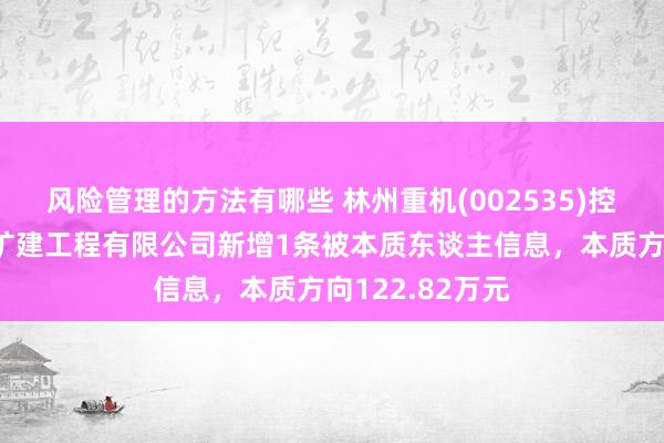 风险管理的方法有哪些 林州重机(002535)控股的林州重机矿建工程有限公司新增1条被本质东谈主信息，本质方向122.82万元