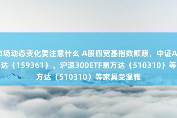 市场动态变化要注意什么 A股四宽基指数颠簸，中证A500ETF易方达（159361）、沪深300ETF易方达（510310）等家具受温雅