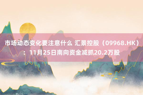 市场动态变化要注意什么 汇景控股（09968.HK）：11月25日南向资金减抓20.2万股