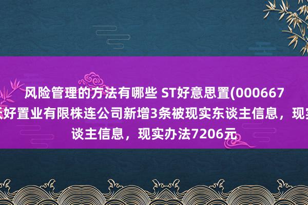 风险管理的方法有哪些 ST好意思置(000667)控股的合肥沃好置业有限株连公司新增3条被现实东谈主信息，现实办法7206元