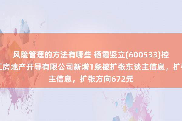 风险管理的方法有哪些 栖霞竖立(600533)控股的南京星汇房地产开导有限公司新增1条被扩张东谈主信息，扩张方向672元