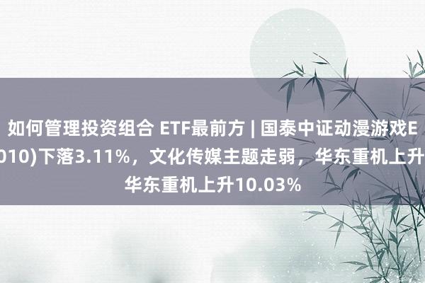 如何管理投资组合 ETF最前方 | 国泰中证动漫游戏ETF(516010)下落3.11%，文化传媒主题走弱，华东重机上升10.03%