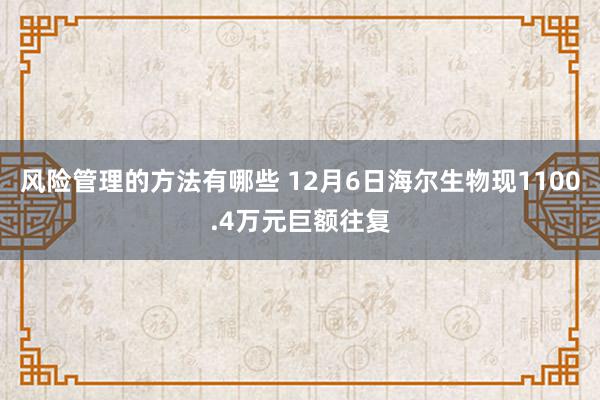 风险管理的方法有哪些 12月6日海尔生物现1100.4万元巨额往复