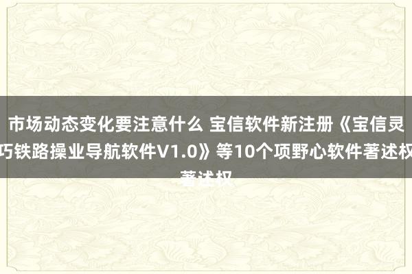 市场动态变化要注意什么 宝信软件新注册《宝信灵巧铁路操业导航软件V1.0》等10个项野心软件著述权