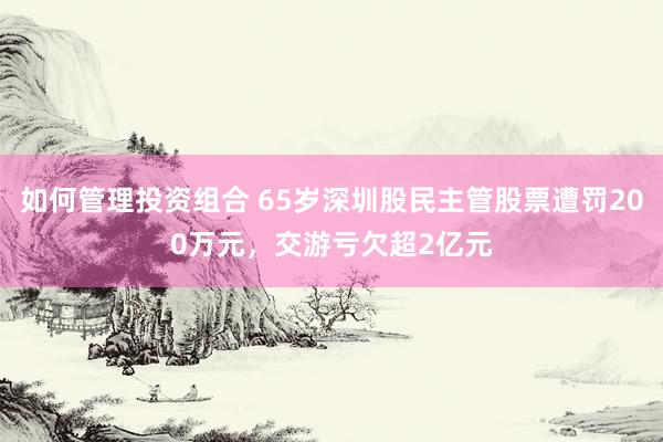 如何管理投资组合 65岁深圳股民主管股票遭罚200万元，交游亏欠超2亿元