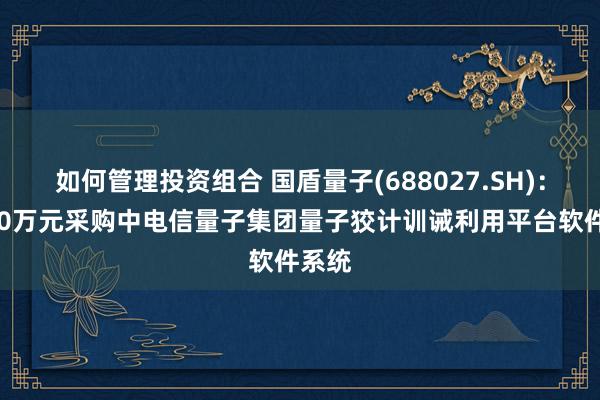 如何管理投资组合 国盾量子(688027.SH)：拟180万元采购中电信量子集团量子狡计训诫利用平台软件系统