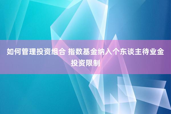 如何管理投资组合 指数基金纳入个东谈主待业金投资限制