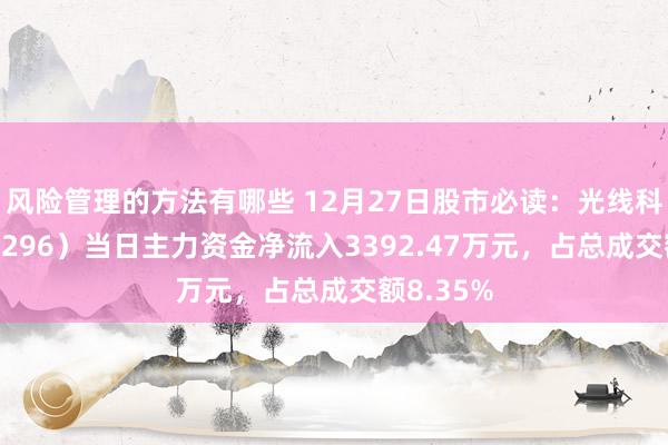 风险管理的方法有哪些 12月27日股市必读：光线科技（002296）当日主力资金净流入3392.47万元，占总成交额8.35%