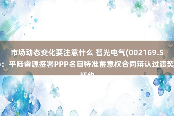 市场动态变化要注意什么 智光电气(002169.SZ)：平陆睿源签署PPP名目特准蓄意权合同辩认过渡契约