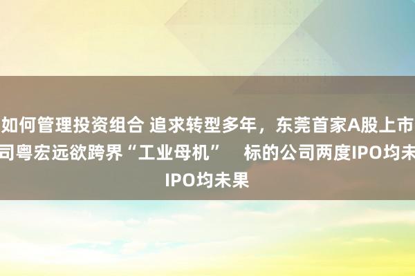 如何管理投资组合 追求转型多年，东莞首家A股上市公司粤宏远欲跨界“工业母机”    标的公司两度IPO均未果