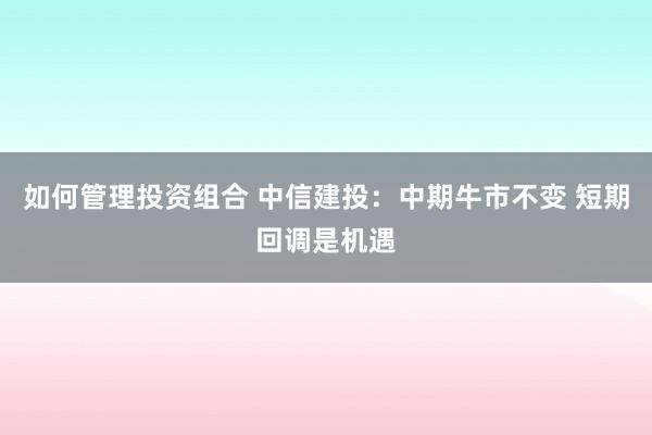 如何管理投资组合 中信建投：中期牛市不变 短期回调是机遇