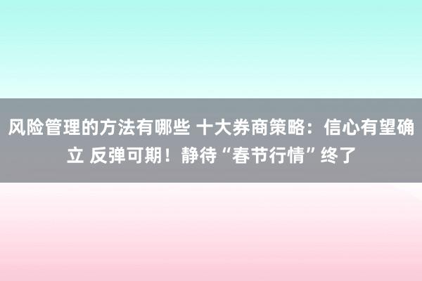 风险管理的方法有哪些 十大券商策略：信心有望确立 反弹可期！静待“春节行情”终了