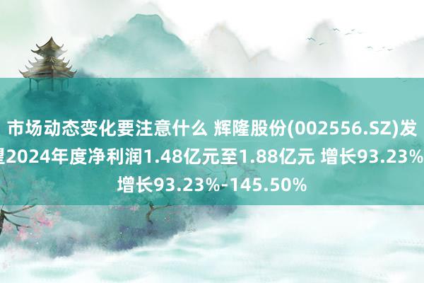 市场动态变化要注意什么 辉隆股份(002556.SZ)发预增，展望2024年度净利润1.48亿元至1.88亿元 增长93.23%-145.50%