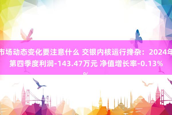 市场动态变化要注意什么 交银内核运行搀杂：2024年第四季度利润-143.47万元 净值增长率-0.13%