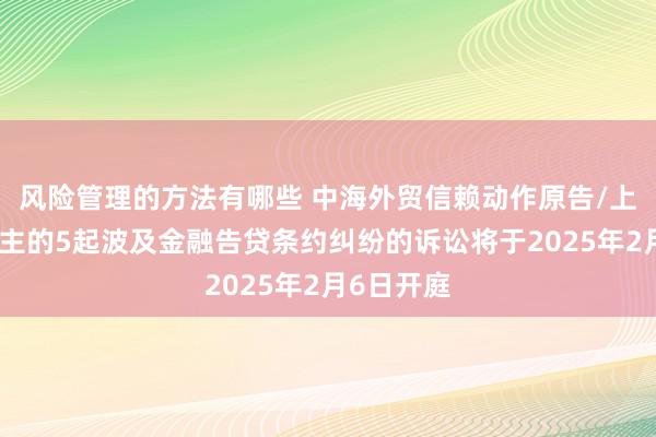 风险管理的方法有哪些 中海外贸信赖动作原告/上诉东说念主的5起波及金融告贷条约纠纷的诉讼将于2025年2月6日开庭