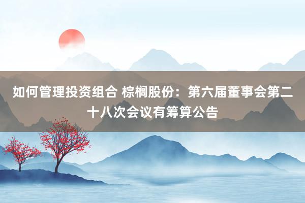 如何管理投资组合 棕榈股份：第六届董事会第二十八次会议有筹算公告