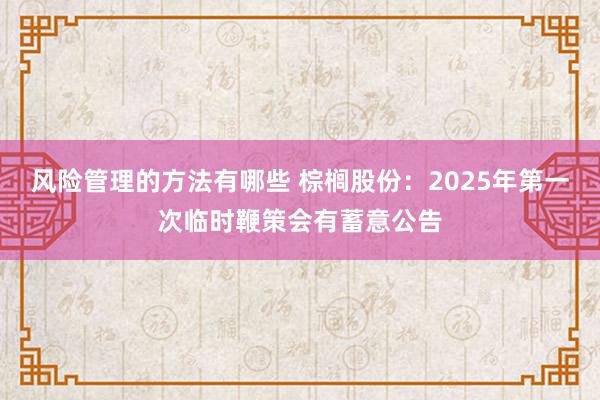 风险管理的方法有哪些 棕榈股份：2025年第一次临时鞭策会有蓄意公告