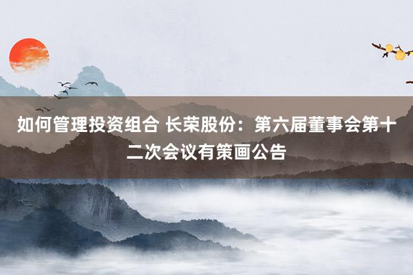 如何管理投资组合 长荣股份：第六届董事会第十二次会议有策画公告