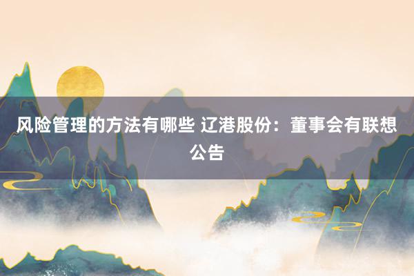 风险管理的方法有哪些 辽港股份：董事会有联想公告