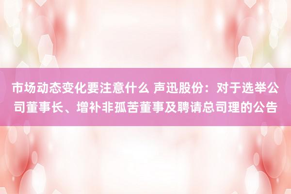 市场动态变化要注意什么 声迅股份：对于选举公司董事长、增补非孤苦董事及聘请总司理的公告