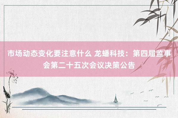 市场动态变化要注意什么 龙蟠科技：第四届监事会第二十五次会议决策公告