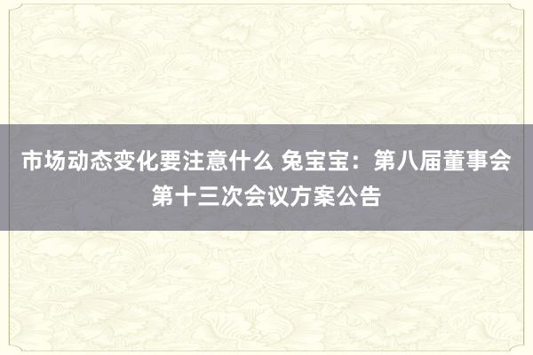 市场动态变化要注意什么 兔宝宝：第八届董事会第十三次会议方案公告