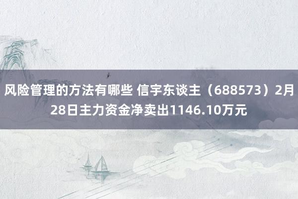 风险管理的方法有哪些 信宇东谈主（688573）2月28日主力资金净卖出1146.10万元