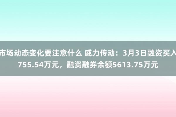 市场动态变化要注意什么 威力传动：3月3日融资买入755.54万元，融资融券余额5613.75万元