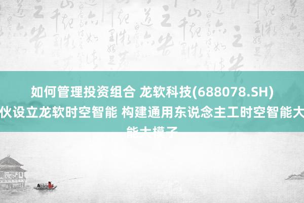 如何管理投资组合 龙软科技(688078.SH)拟结伙设立龙软时空智能 构建通用东说念主工时空智能大模子