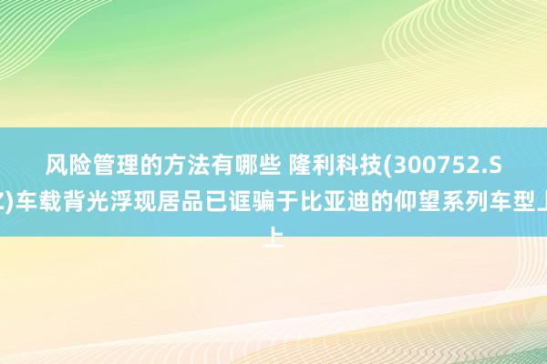 风险管理的方法有哪些 隆利科技(300752.SZ)车载背光浮现居品已诓骗于比亚迪的仰望系列车型上